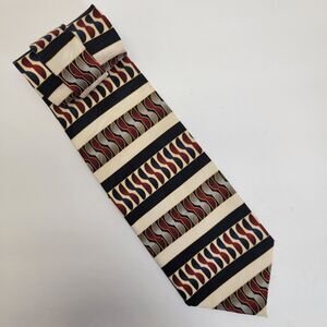 Di Maggio Mens Red/White/Blue 100% Silk Hand Made in USA Necktie 57x4